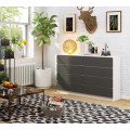 Komoda Kuba 160 cm 8 šuplíků bílá/grafitová