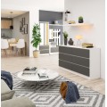 Komoda Kuba 140 cm 6 šuplíků bílá/grafitová