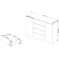 Komoda Kryštof 140 cm 2 skříňky a 4 šuplíky bílá lesk