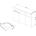 Komoda Karolína 140 cm 3 skříňky a 3 šuplíky bílá/sonoma