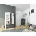 Šatní skříň Star se zrcadlem 90 cm bílá/grafitově šedá