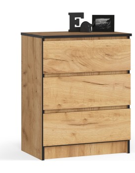 Komoda Kuba 60 cm se 3 zásuvkami dub craft zlatý