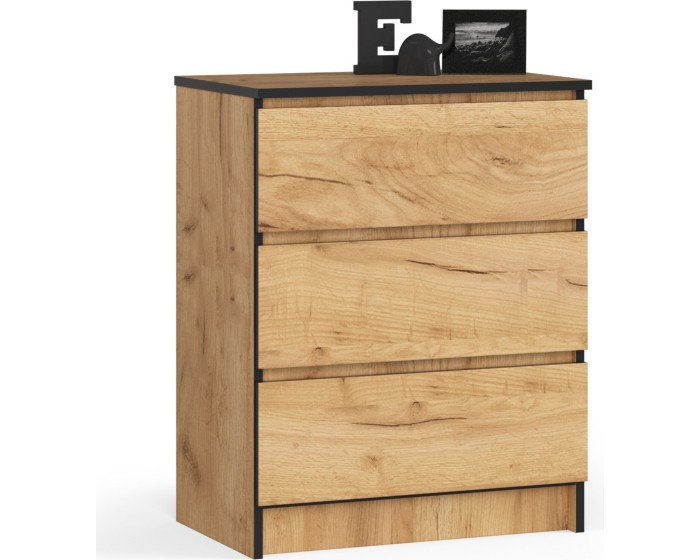 Komoda Kuba 60 cm se 3 zásuvkami dub craft zlatý