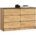 Komoda Kuba 120 cm 6 šuplíků dub craft zlatý