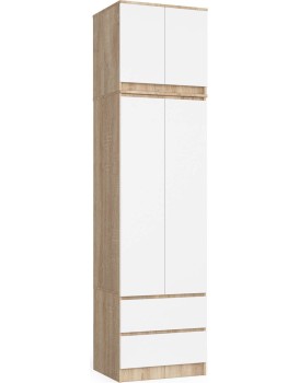 Šatní skříň s nástavcem STAR 234 cm bílá/dub sonoma