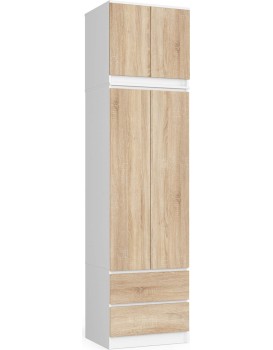 Šatní skříň s nástavcem STAR 60 cm bílá/dub sonoma