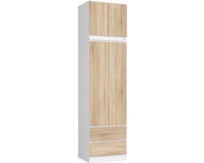 Šatní skříň s nástavcem STAR 60 cm bílá/dub sonoma