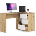Rohový psací stůl B16 124 cm dub artisan/bílý pravý