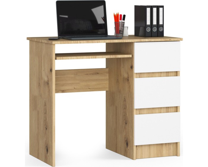 Psací stůl A-6 90 cm dub artisan/bílý pravý
