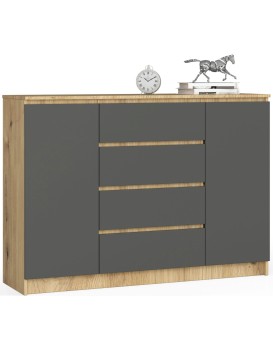 Komoda Tove K 140 cm dub artisan/šedý grafit
