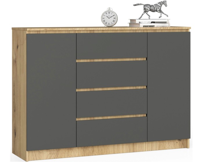 Komoda Tove K 140 cm dub artisan/šedý grafit
