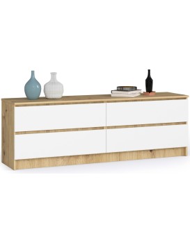 Komoda Kuba 160 cm 4 šuplíky dub artisan/bílá