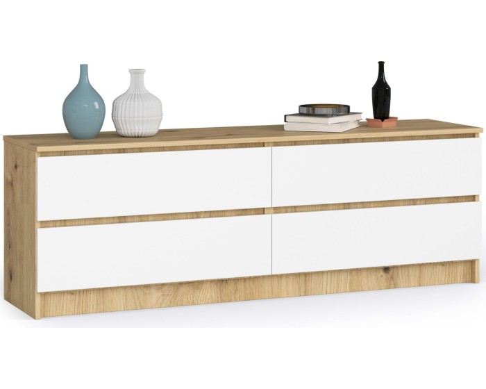 Komoda Kuba 160 cm 4 šuplíky dub artisan/bílá
