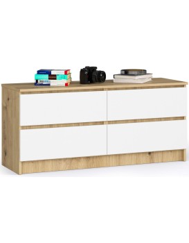 Komoda Kuba 120 cm 4 šuplíky dub artisan/bílá