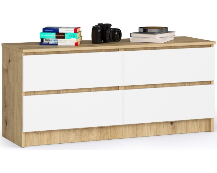 Komoda Kuba 120 cm 4 šuplíky dub artisan/bílá