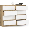 Komoda Kuba 120 cm 8 šuplíků dub artisan/bílá