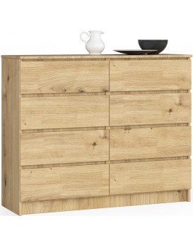 Komoda Kuba 120 cm 8 šuplíků dub artisan