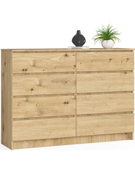 Komoda Kuba 140 cm 8 šuplíků dub artisan