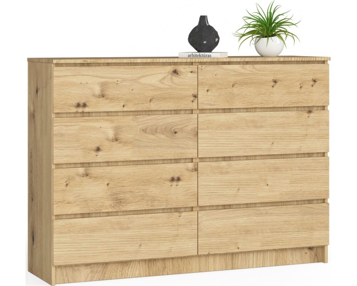 Komoda Kuba 140 cm 8 šuplíků dub artisan