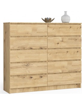 Komoda Kuba 140 cm 10 šuplíků dub artisan