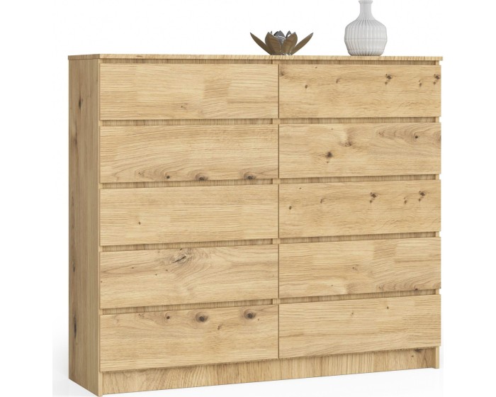 Komoda Kuba 140 cm 10 šuplíků dub artisan