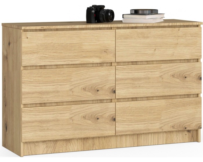 Komoda Kuba 120 cm 6 šuplíků dub artisan