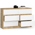 Komoda Kuba 120 cm 6 šuplíků dub artisan/bílá