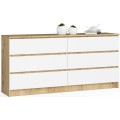 Komoda Kuba 160 cm 6 šuplíků dub artisan/bílá