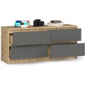 Komoda Kuba 120 cm 4 šuplíky dub artisan/grafitová