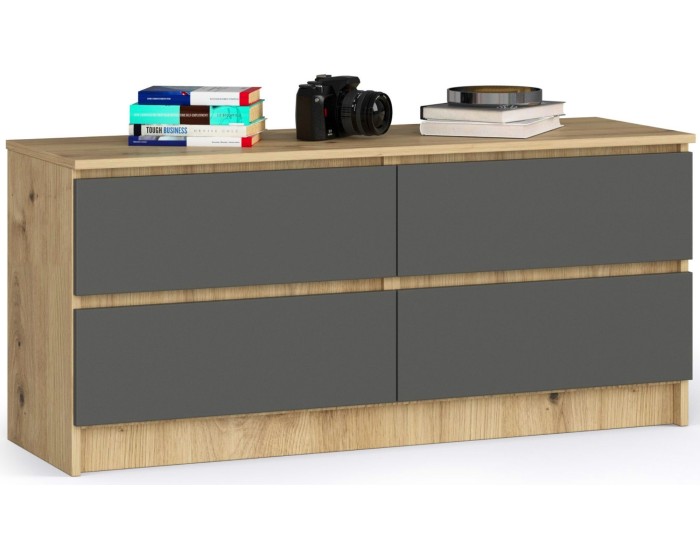 Komoda Kuba 120 cm 4 šuplíky dub artisan/grafitová