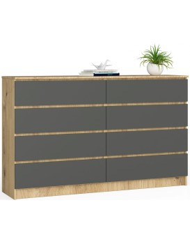 Komoda Kuba 160 cm 8 šuplíků dub artisan/grafitová