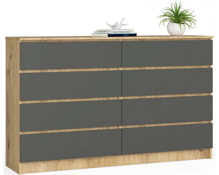 Komoda Kuba 160 cm 8 šuplíků dub artisan/grafitová