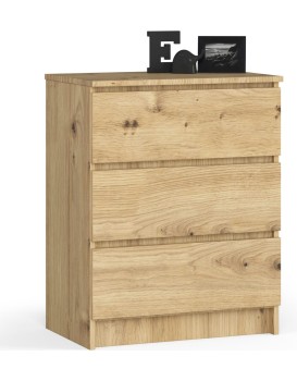 Komoda Kuba 60 cm - 3 šuplíky dub artisan