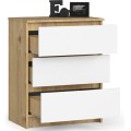 Komoda Kuba 60 cm - 3 šuplíky dub artisan/bílá