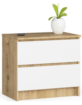Komoda Kuba 60 cm - 2 šuplíky dub artisan/bílá