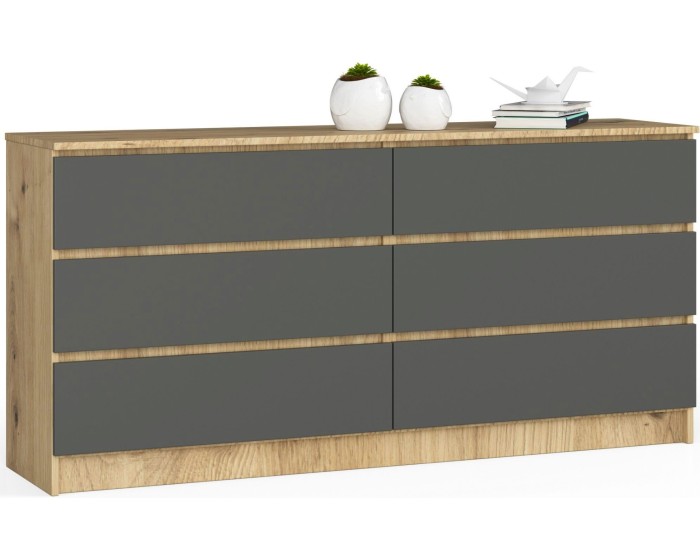 Komoda Kuba 160 cm 6 šuplíků dub artisan/grafitová