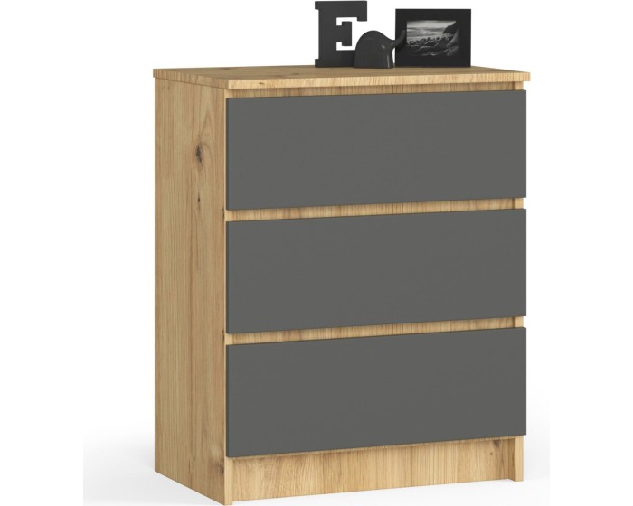 Komoda Kuba 60 cm - 3 šuplíky dub artisan/grafitová