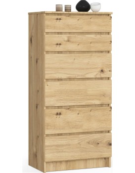 Komoda Kuba 60 cm - 6 šuplíků dub artisan