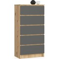 Komoda Kuba 60 cm - 5 šuplíků dub artisan/grafitová