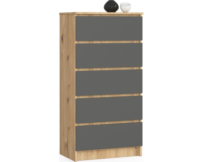 Komoda Kuba 60 cm - 5 šuplíků dub artisan/grafitová