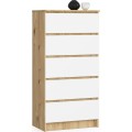 Komoda Kuba 60 cm - 5 šuplíků dub artisan/bílá