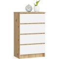 Komoda Kuba 60 cm - 4 šuplíky dub artisan/bílá