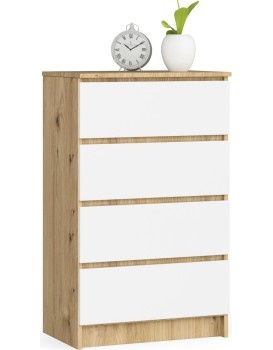 Komoda Kuba 60 cm - 4 šuplíky dub artisan/bílá