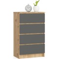 Komoda Kuba 60 cm - 4 šuplíky dub artisan/grafitová