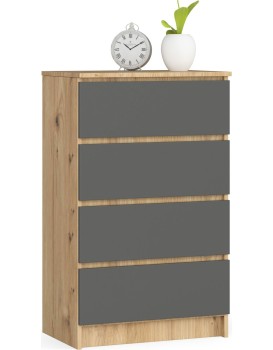 Komoda Kuba 60 cm - 4 šuplíky dub artisan/grafitová