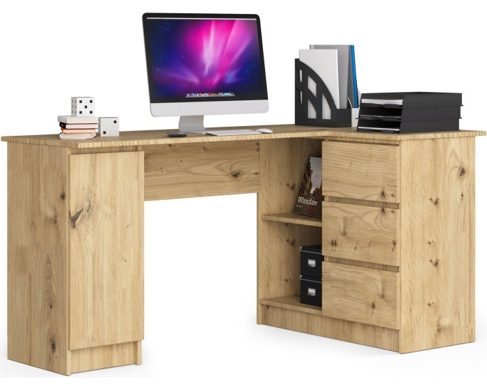 Rohový psací stůl B20 155 cm dub artisan pravý