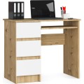 Psací stůl A-6 90cm dub artisan/bílý levý