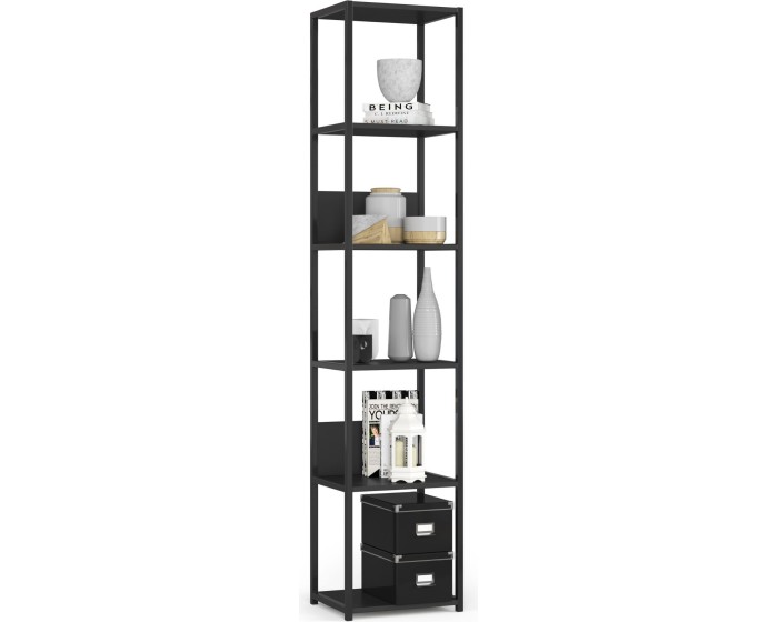 Knihovna Loft s kovovým rámem 40 cm černá