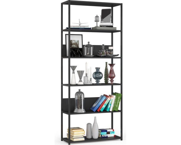 Knihovna Loft s kovovým rámem 80 cm černá