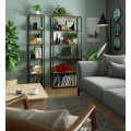 Knihovna Loft s kovovým rámem 80 cm černá/dub craft